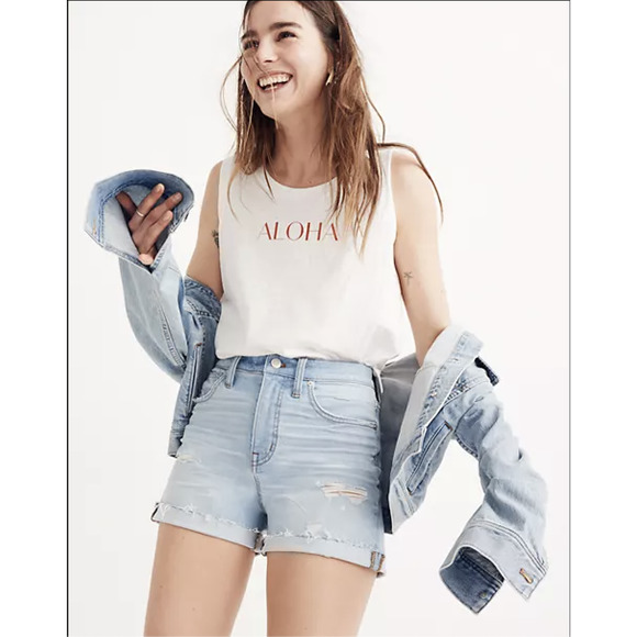 Madewell Pants - Madewell High Rise Denim Shorts Sz 32 Cut offs Raw Hem Distressed Summer
